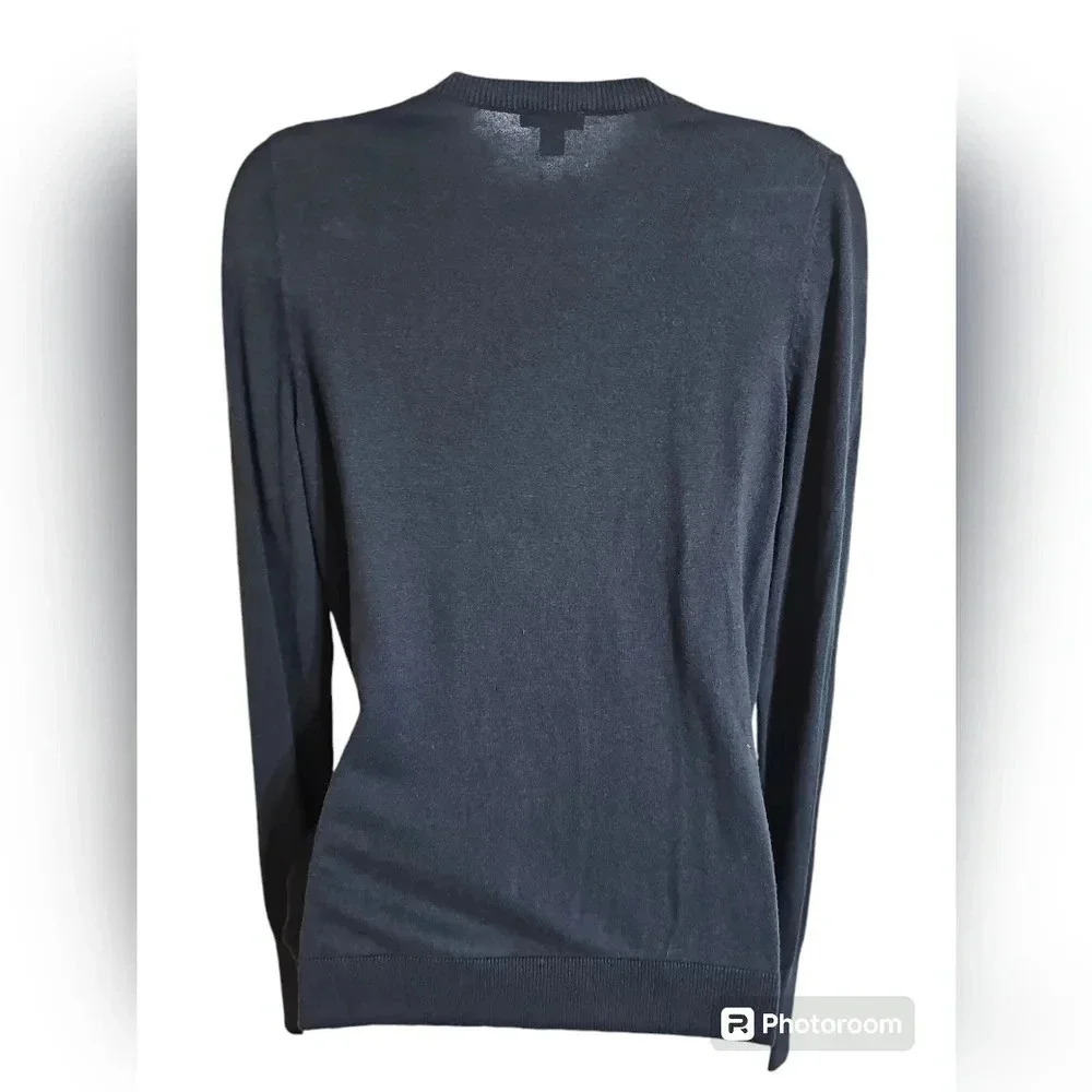 Ann Taylor Blue Wrap Cardigan Sweater Women M Cotton Blend Classic Preppy Chic - Picture 3 of 7